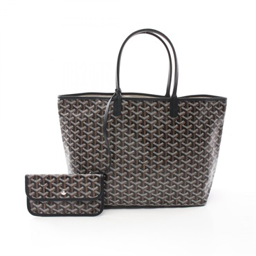 GOYARD Saint Louis PM Hand Tote Bag canvas leather Black Brown White Used Women