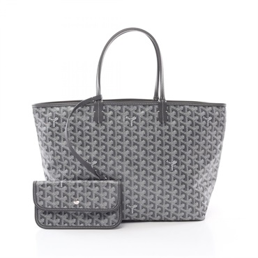 GOYARD Saint Louis PM Hand Tote Bag PVC coated canvas leather Gray White Used