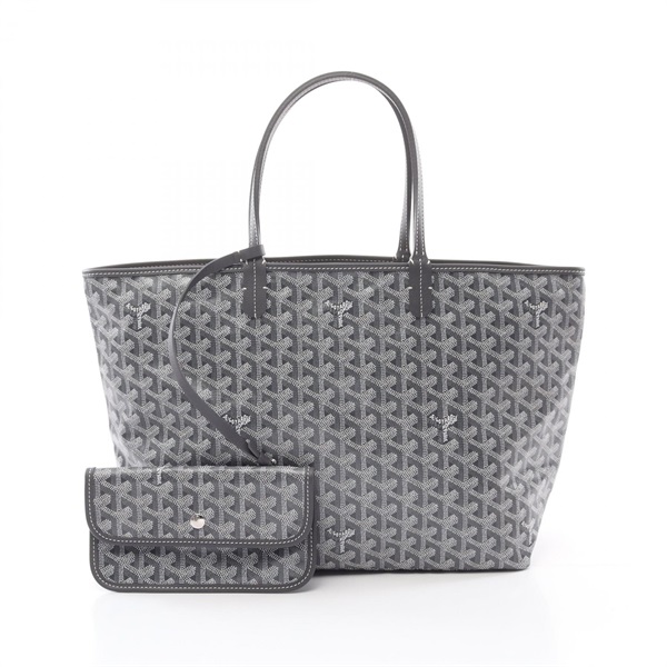 GOYARD Saint Louis PM Hand Tote Bag PVC coated canvas leather Gray White Used