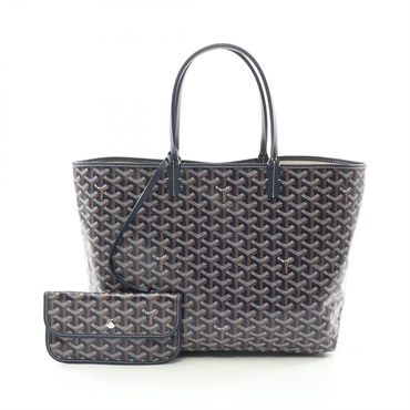 GOYARD Saint Louis PM Hand Tote Bag canvas leather Navy Multicolor Used Women