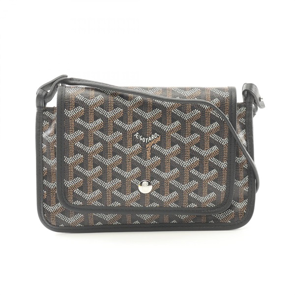 GOYARD plumet pouch wallet Shoulder Bag canvas leather Black Used crossbody