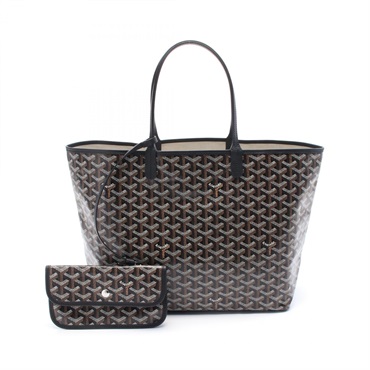 GOYARD Saint Louis PM Tote Bag canvas leather Black Multicolor Used Women