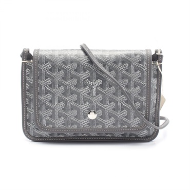GOYARD plume pouch wallet Shoulder crossbody Bag canvas leather Gray White Used