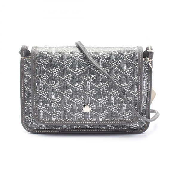 GOYARD plume pouch wallet Shoulder crossbody Bag canvas leather Gray White Used