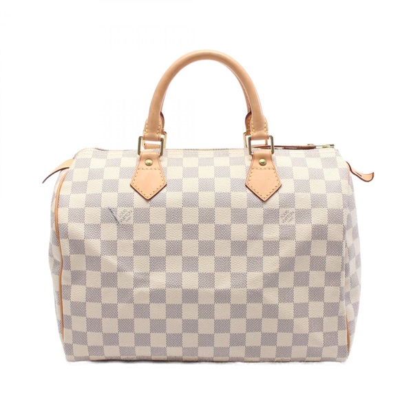 LOUIS VUITTON Speedy 30 Hand bag N41533 Damier Azur canvas leather White Used LV