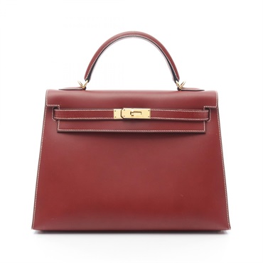 HERMES Kelly 32 Hand shoulder bag D Chamonix leather Rouge H Used GHW