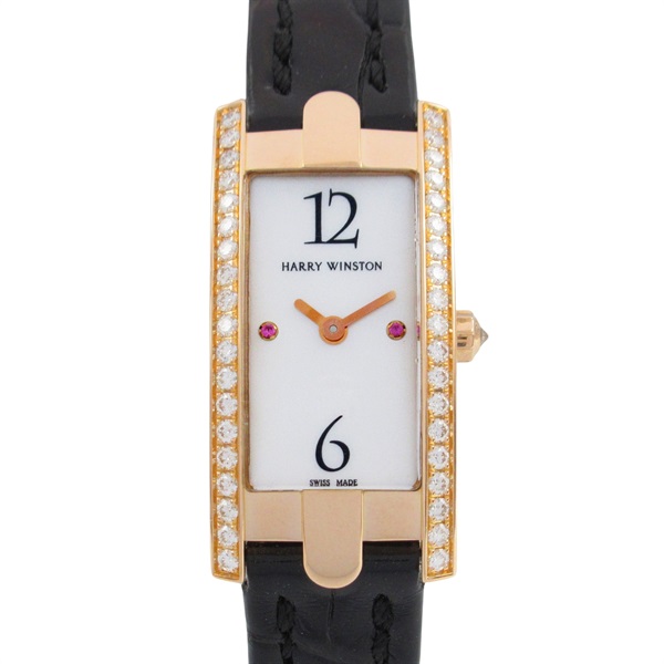HARRY WINSTON Avenue C Mini Diamond Ruby Wrist Watch Quartz 18KPG Used women