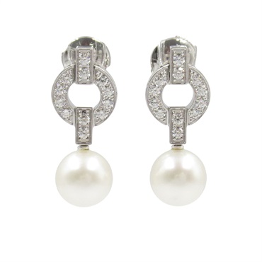 CARTIER Himalia Pearl Diamond Pierced earrings 18KWG White Gold Used women