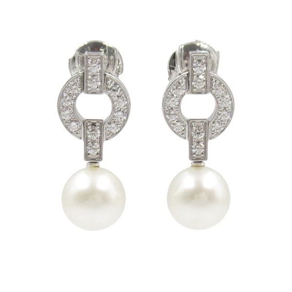 CARTIER Himalia Pearl Diamond Pierced earrings 18KWG White Gold Used women