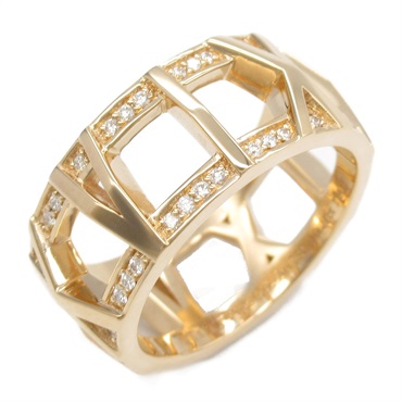 TIFFANY＆CO Atlas X-Open Diamond Ring 18KPG Pink Rose Gold Used women US size 7