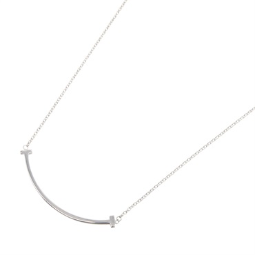 TIFFANY＆CO T Smile Small Necklace Pendant 18KWG White Gold Used women