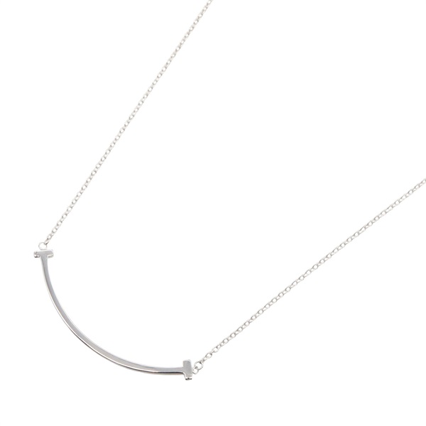 TIFFANY＆CO T Smile Small Necklace Pendant 18KWG White Gold Used women
