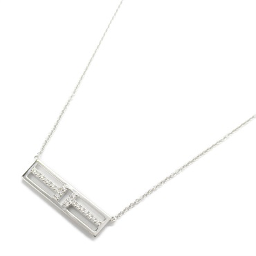 TIFFANY＆CO T TWO Horizontal Diamond Necklace 18KWG White Gold Used women