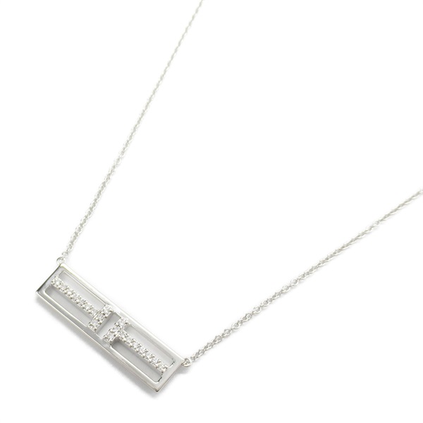 TIFFANY＆CO T TWO Horizontal Diamond Necklace 18KWG White Gold Used women