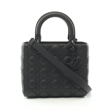 Dior LADY DIOR 2way shoulder Handbag M0565SLOI leather Black Used Women