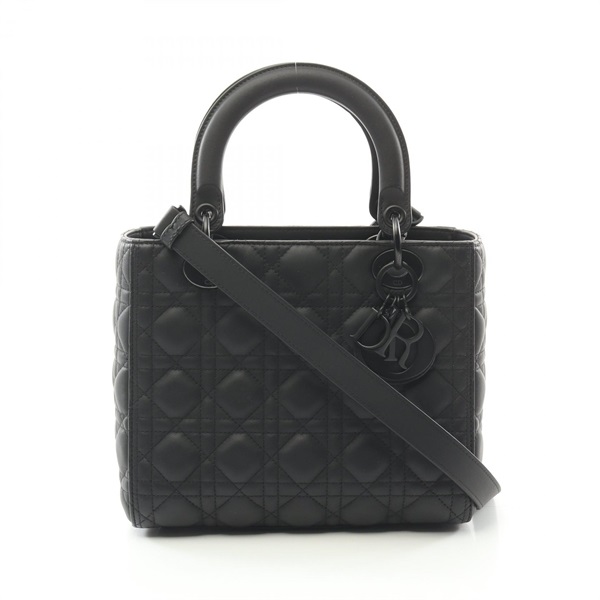 Dior LADY DIOR 2way shoulder Handbag M0565SLOI leather Black Used Women