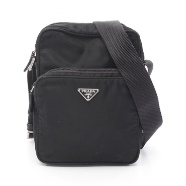 PRADA Shoulder Bag crossbody BT0169 Nylon leather Black Used Women logo