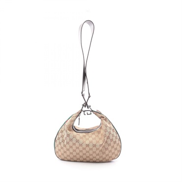 GUCCI GG canvas sherry line Shoulder Bag 001 3315 leather Beige Used Women
