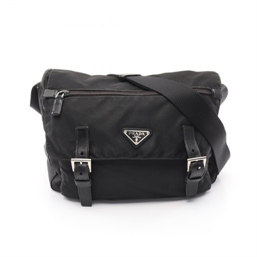 PRADA VELA SPORT Shoulder crossbody Bag BT6671 Nylon leather Black Used Women