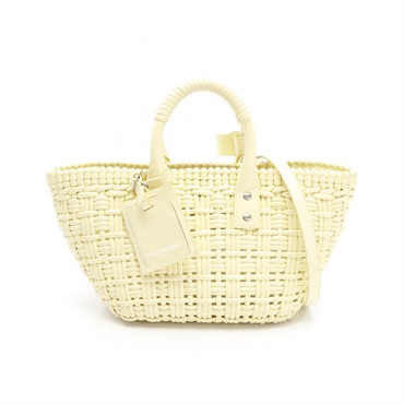 BALENCIAGA BISTRO XS 2Way Shoulder Basket Tote Bag 671342 Enamel Yellow Used