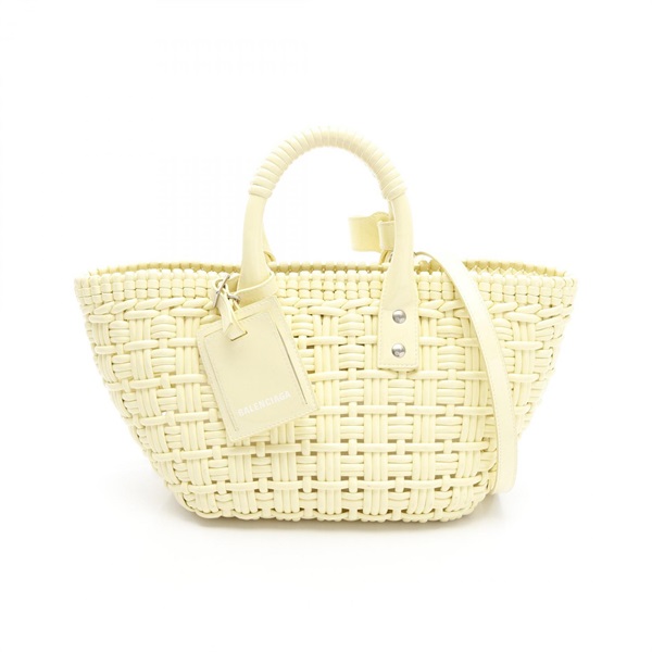 BALENCIAGA BISTRO XS 2Way Shoulder Basket Tote Bag 671342 Enamel Yellow Used