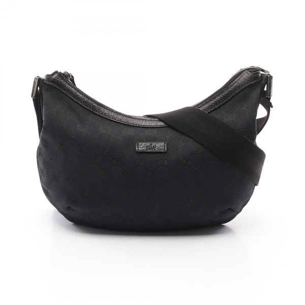 GUCCI GG canvas Shoulder Bag 181092 leather Black Used Women crossbody
