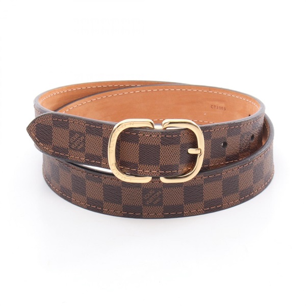 LOUIS VUITTON Ceinture mini belt M9744 Damier canvas PVC Brown Ebene Used Women