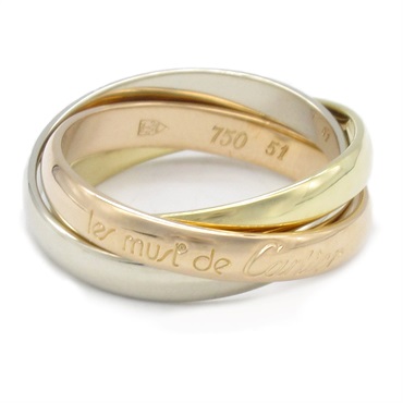 CARTIER Trinity Ring 18KYG 18KPG 18KWG Three gold used US size 6 women #51