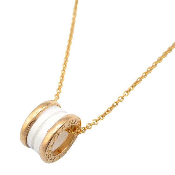 BVLGARI B-zero1 Necklace Ceramic Pendant 18KPG Pink Rose Gold White Used unisex