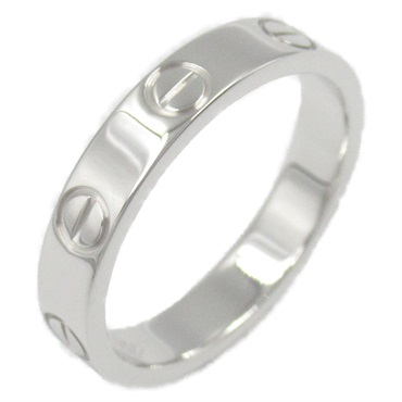 CARTIER Mini Love Ring 18KWG White Gold Used women US size 4.75 #49