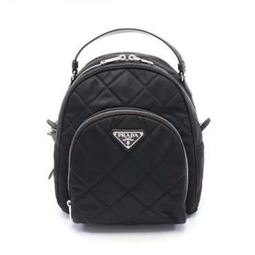 PRADA TESSUTO IMPUNTU Rucksack Backpack 1BZ066 Nylon saffiano leather Black