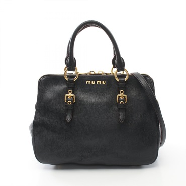 Miu Miu MADRAS 2way Hand shoulder bag RL0058 leather Black Used