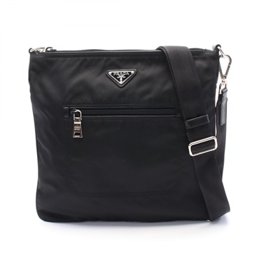 PRADA Shoulder crossbody Bag Nylon leather Black Used