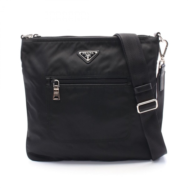 PRADA Shoulder crossbody Bag Nylon leather Black Used