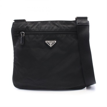 PRADA Shoulder crossbody Bag Nylon leather Black Used