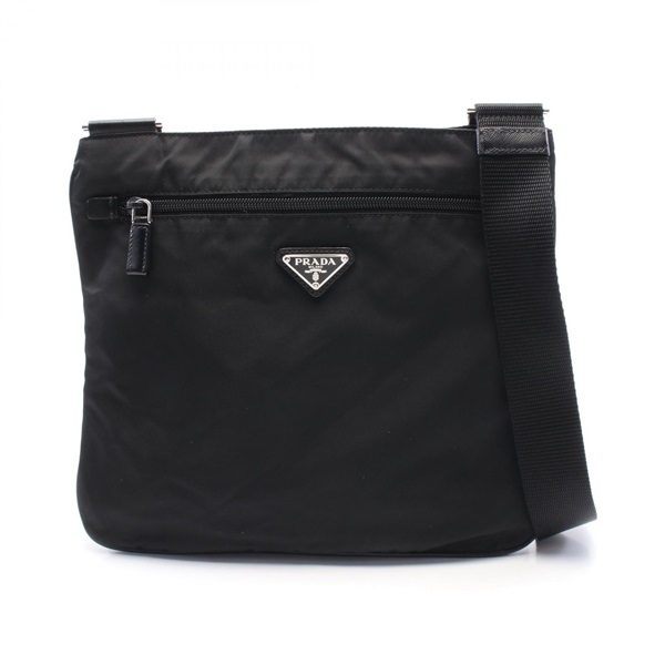 PRADA Shoulder crossbody Bag Nylon leather Black Used