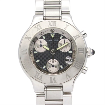 CARTIER CHRONOSCAPH Wrist Watch W10172T2 Quartz Stainless Steel Used mens