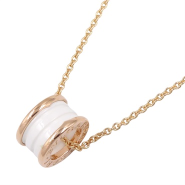BVLGARI B-zero 1 Necklace Ceramic Pendant 18KPG Pink Rose Gold White Used Women