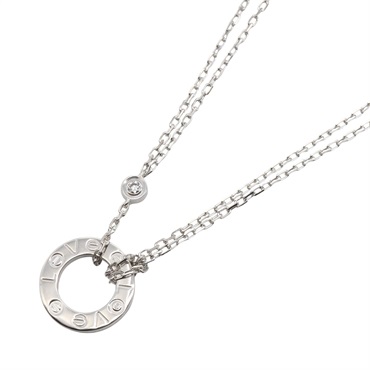 CARTIER Love Circle 2P Diamond Necklace 18KWG White Gold Used Women