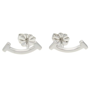 TIFFANY＆CO T Smile Pierced earrings 18KWG White Gold Used women