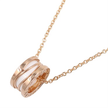 BVLGARI B-zero 1 Legend Necklace Ceramic 18KPG Pink Rose Gold White Used Women