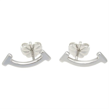 TIFFANY＆CO T Smile Pierced earrings 18KWG White Gold Used women