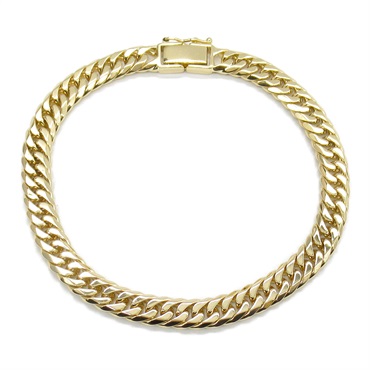 JEWELRY Double 6 Side Flat link Chain Bracelet 17.5cm 18KYG Yellow Gold Used