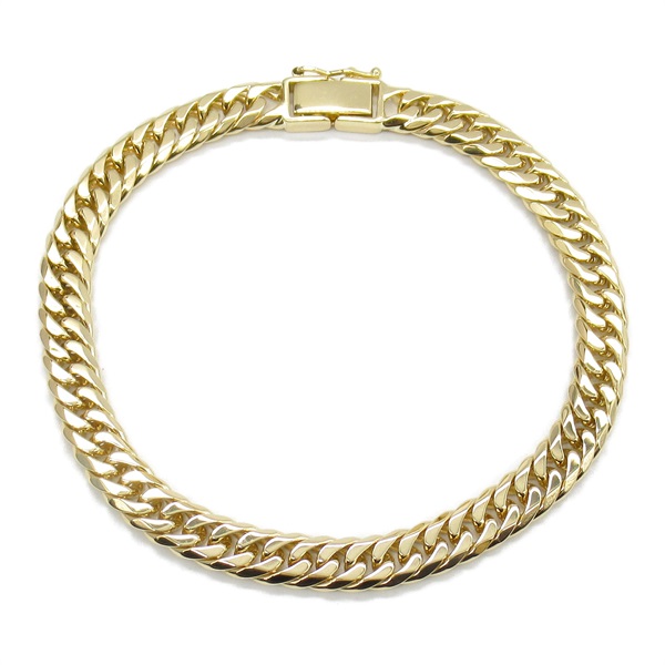 JEWELRY Double 6 Side Flat link Chain Bracelet 17.5cm 18KYG Yellow Gold Used