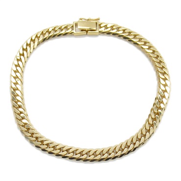 JEWELRY Double 6 Side Flat link Chain Bracelet 19.5cm 18KYG Yellow Gold Used
