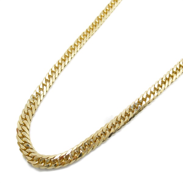 JEWELRY Double 6 Side Flat link Chain Necklace 50cm 18KYG Yellow Gold Used