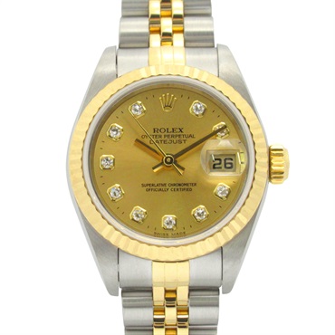 ROLEX Datejust 10P Diamond P Wrist Watch 79173G Auto 18KYG Gold SS Used Women