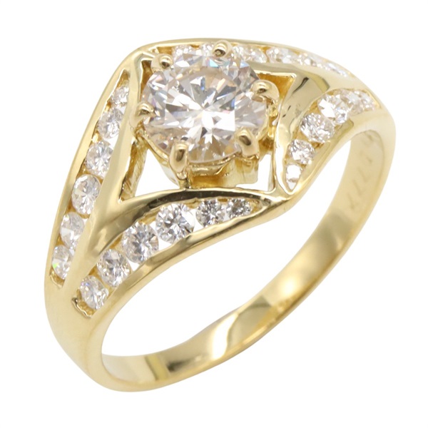 JEWELRY Diamond Ring 18KYG Yellow Gold Used women US size 7.5