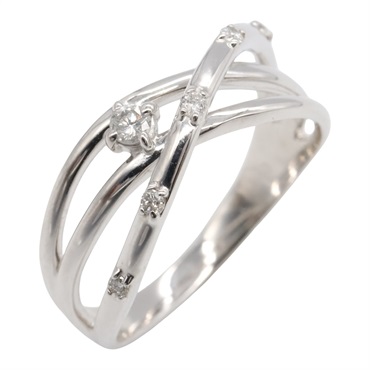 JEWELRY Ring 18KWG White Gold Diamond Used Women Size 5.5