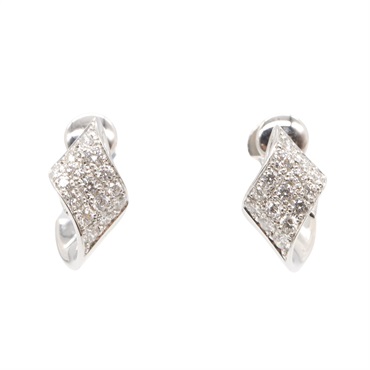 JEWELRY Diamond screw back earrings 18KWG White Gold 585WG Used women
